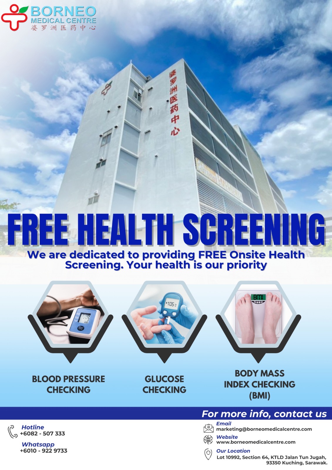 FREE HEALTH SCREENING COLLABORATION WITH BORNEO MEDICAL CENTRE