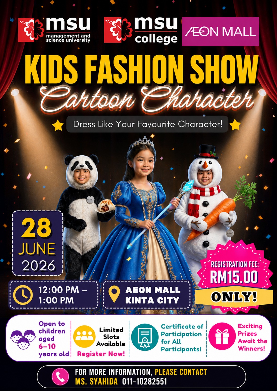 Kids Fashion Show Cartoon Character