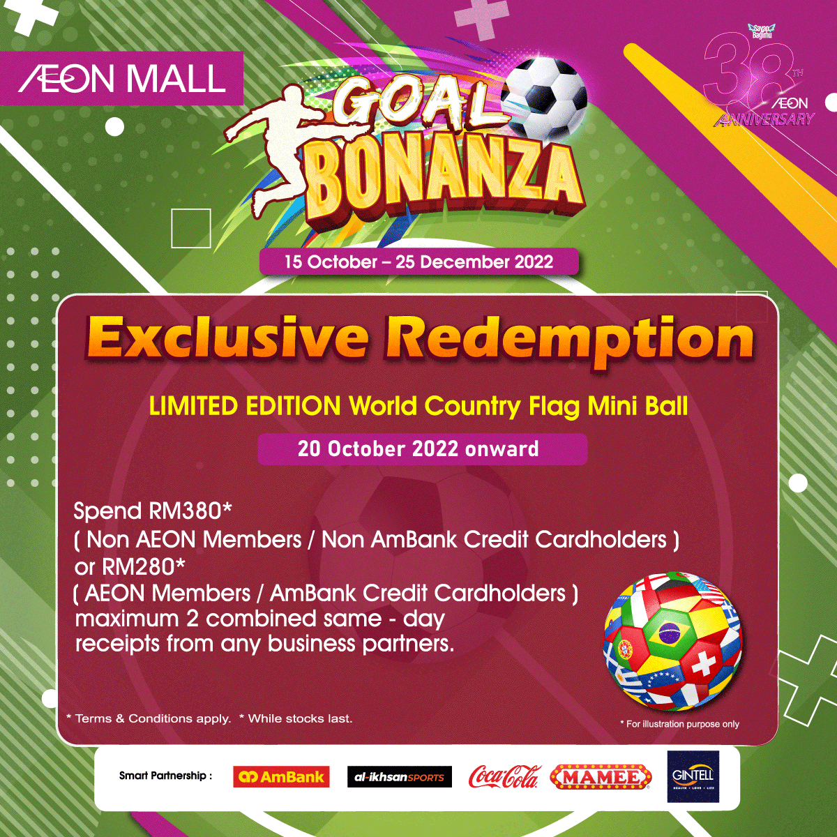 GOAL BONANZA EXCLUSIVE REDEMPTION - LIMITED EDITION WORLD COUNTRY FLAG MINI BALL